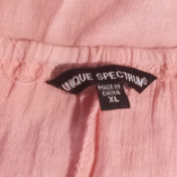 Unique Spectrum Womens Pink XL Peasant Top Crochet Details 3/4 Sleeves - Picture 7 of 7